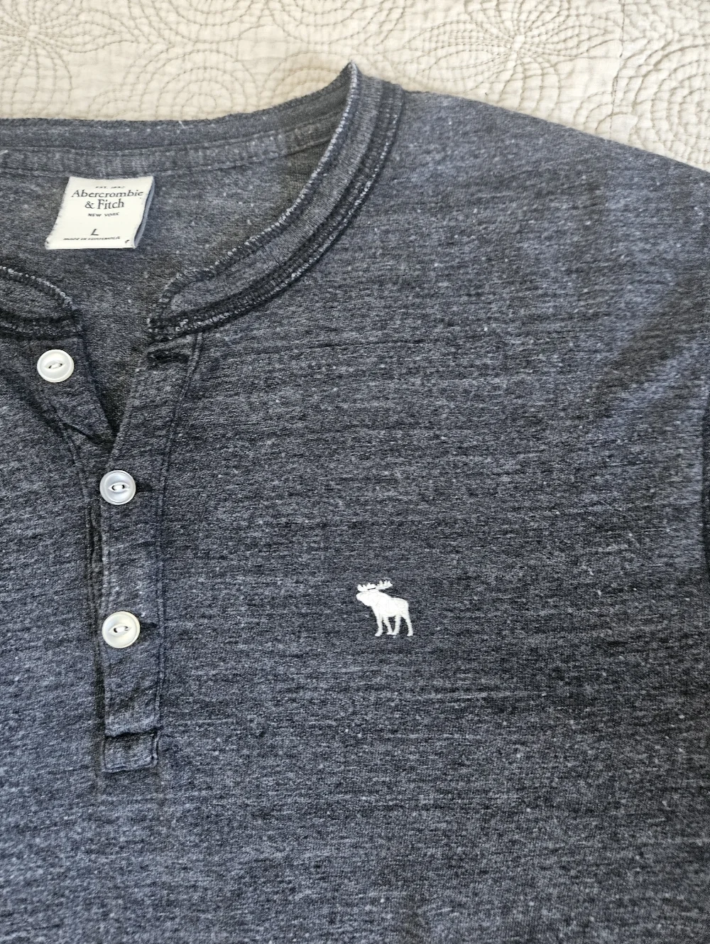 Abercrombie & Fitch Men's Long Sleeve Shirt, Grey, Size Large - Picture 3 of 6